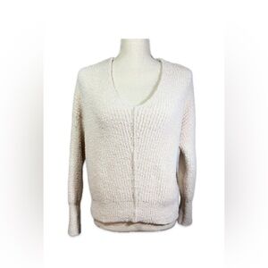 Sincerely Jules Off-White Textured Knit Sweater Women’s Size Small V-Neck